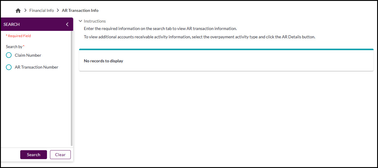 AR Transaction Info search