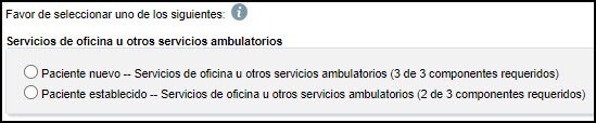   Selección de servicios de oficina u otros servicios ambulatorios