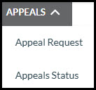 Part A – Appeals menu