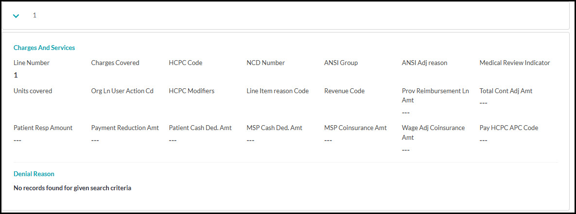 Part A claim detail lines additional details
