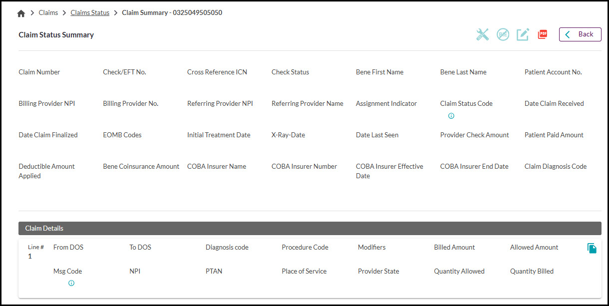 part b claim status summary