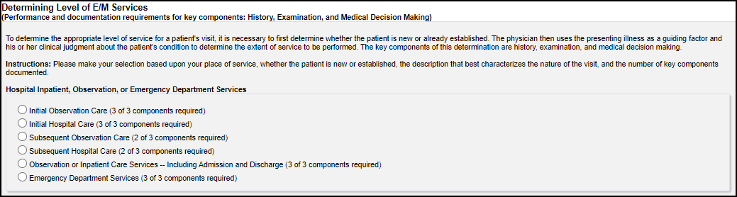 Determining Level of E/M Services