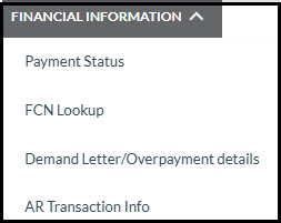 financial information menu