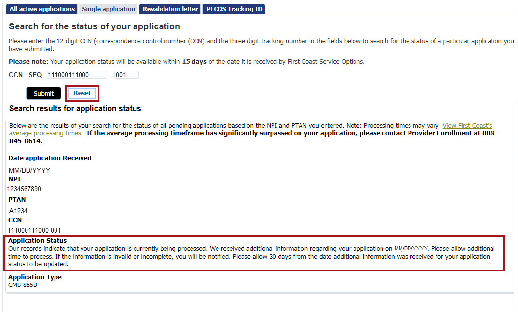 Single application - information