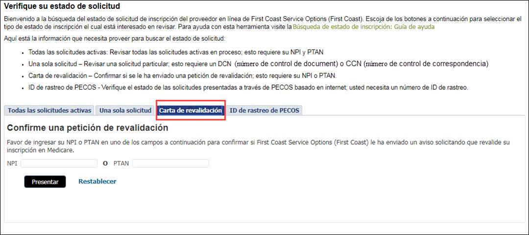 Carta de revalidación