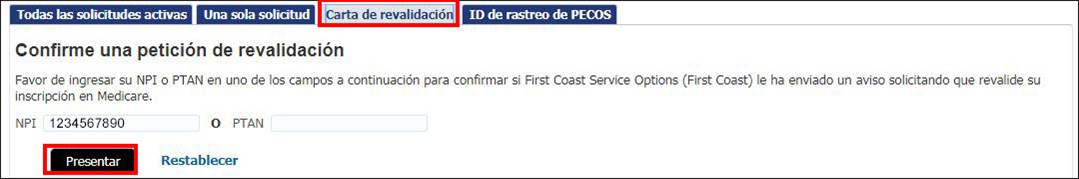 Revalidación: presentar