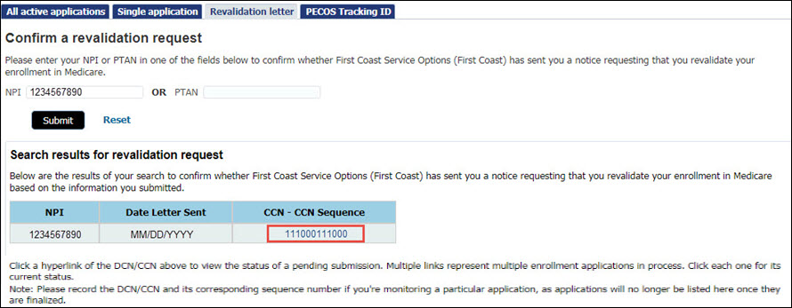 Revalidation search results