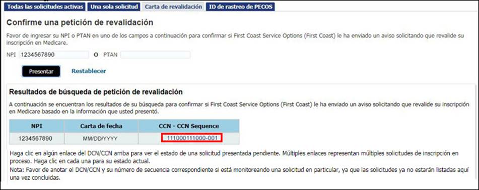 Resultados de la búsqueda de revalidación