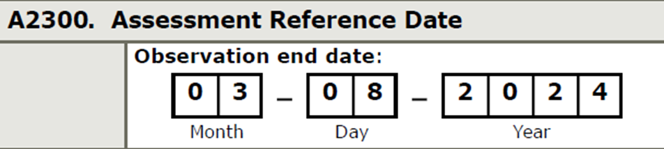 screen shot of A2300 Assessment Reference Date