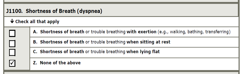 screen shot of J1100c Shortness of Breath (dyspnea)