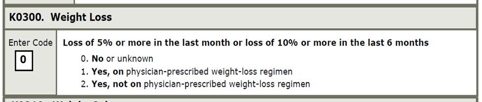 screen shot of K0300 Weight Loss