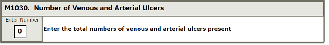 screen shot of M1030 Number of Venous and Arterial Ulcers