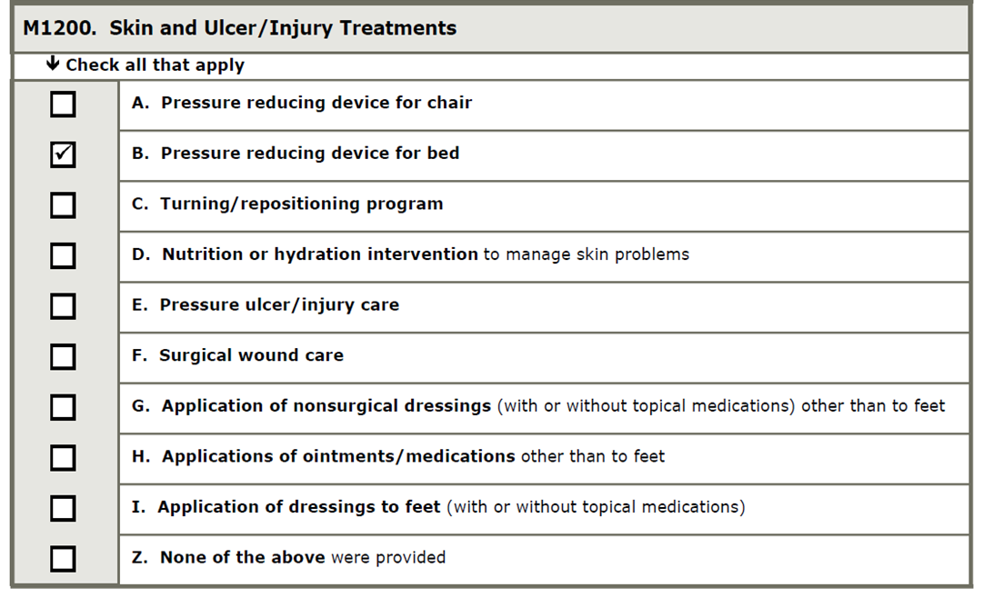screen shot of M1200 Skin and Ulcer/Injury Treatments