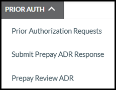 prior auth menu