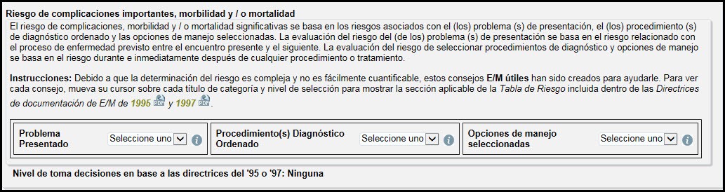   Riesgo de complicaciones importantes, morbilidad y/o mortalidad