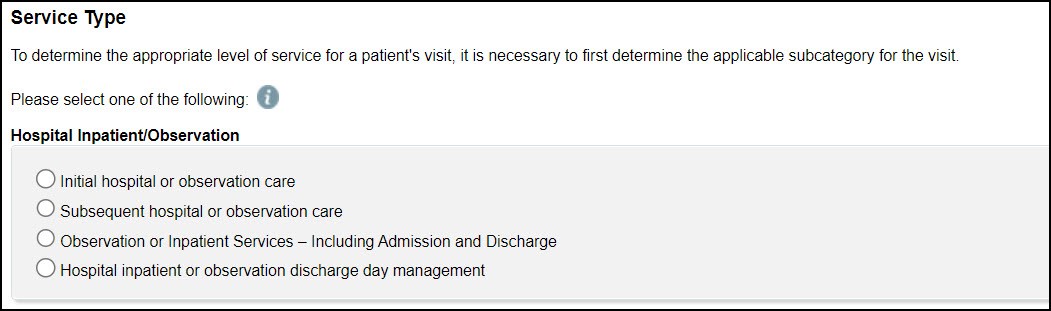 Service subcategories