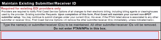 Maintain existing submitter / receiver ID