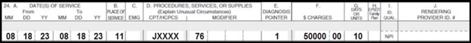 Claim two: Block 24 claim billing of claim two