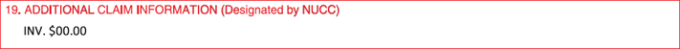 Visual of Item 19 showing the text within the block as INV. $00.00