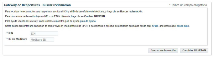   Gateway de reaperturas - buscar reclamación