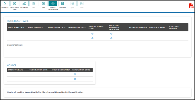 Hospice/Home Health Information Results