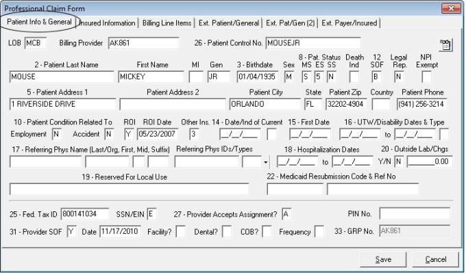  Claim entry - Medicare primary