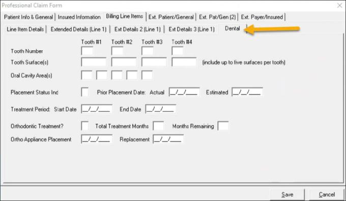 Line item: Dental cont.