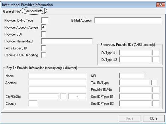 Institutional provider: Extended info