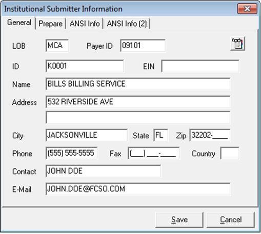 Institutional submitter info