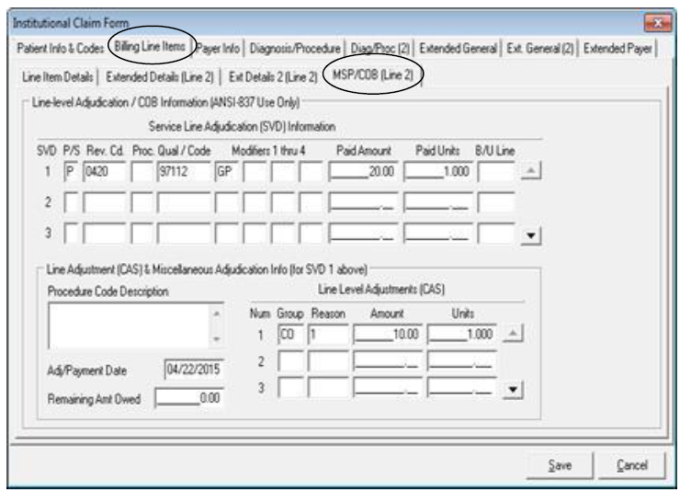 Institutional MSP/COB line 2.2