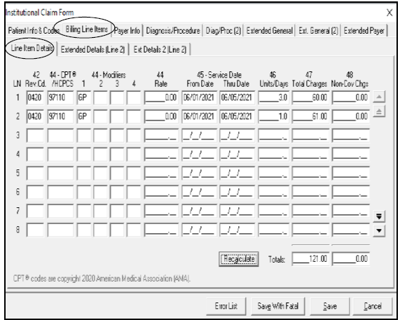 Institutional: MSP line item