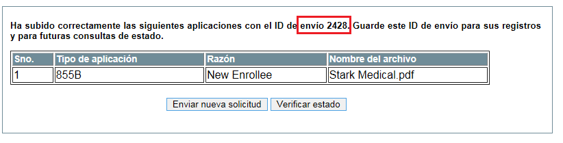 Successful submission