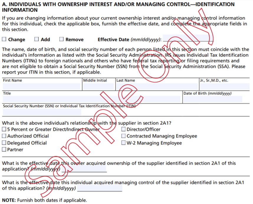 Here is a screenshot of the individuals with ownership interest and/or managing control.