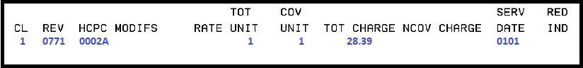   Billing example for second dose of COVID-19 administration